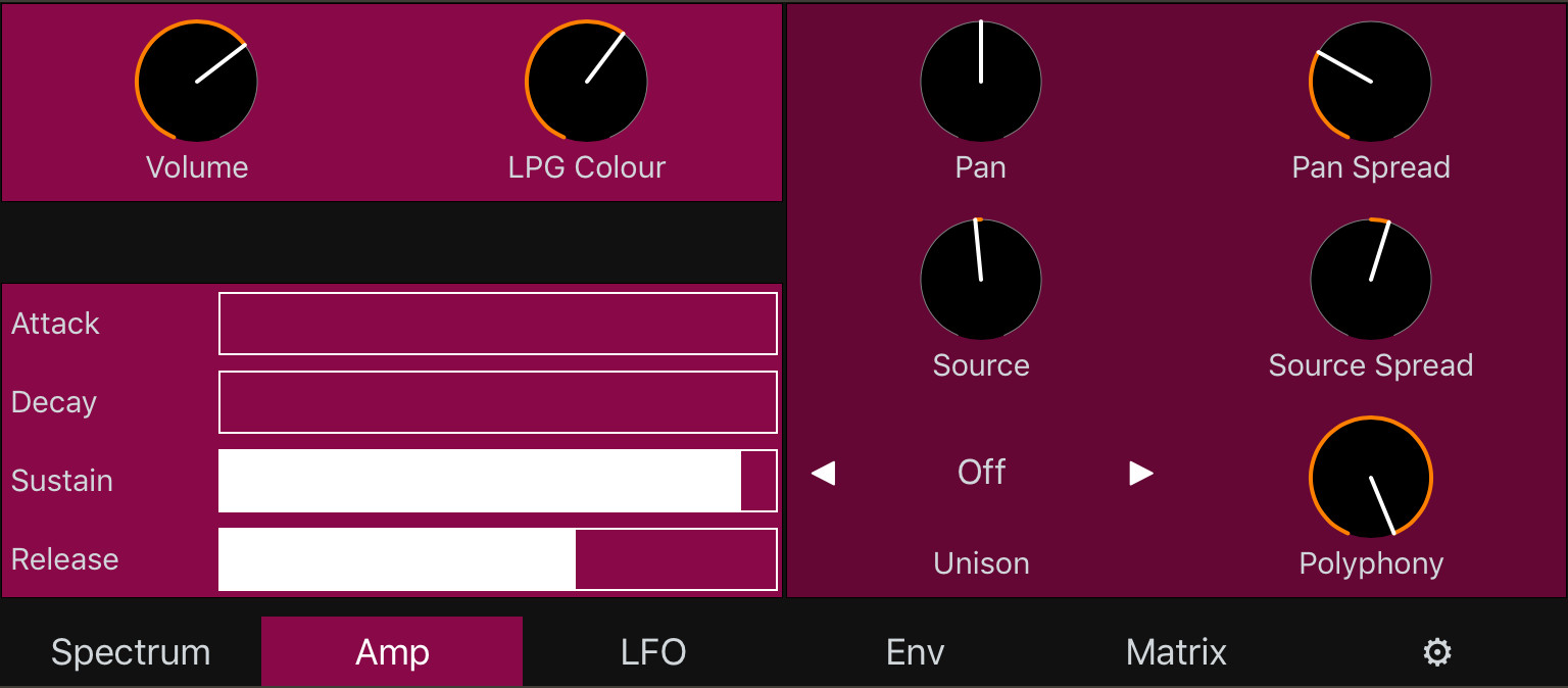 Spectrum synthesizer: amp page