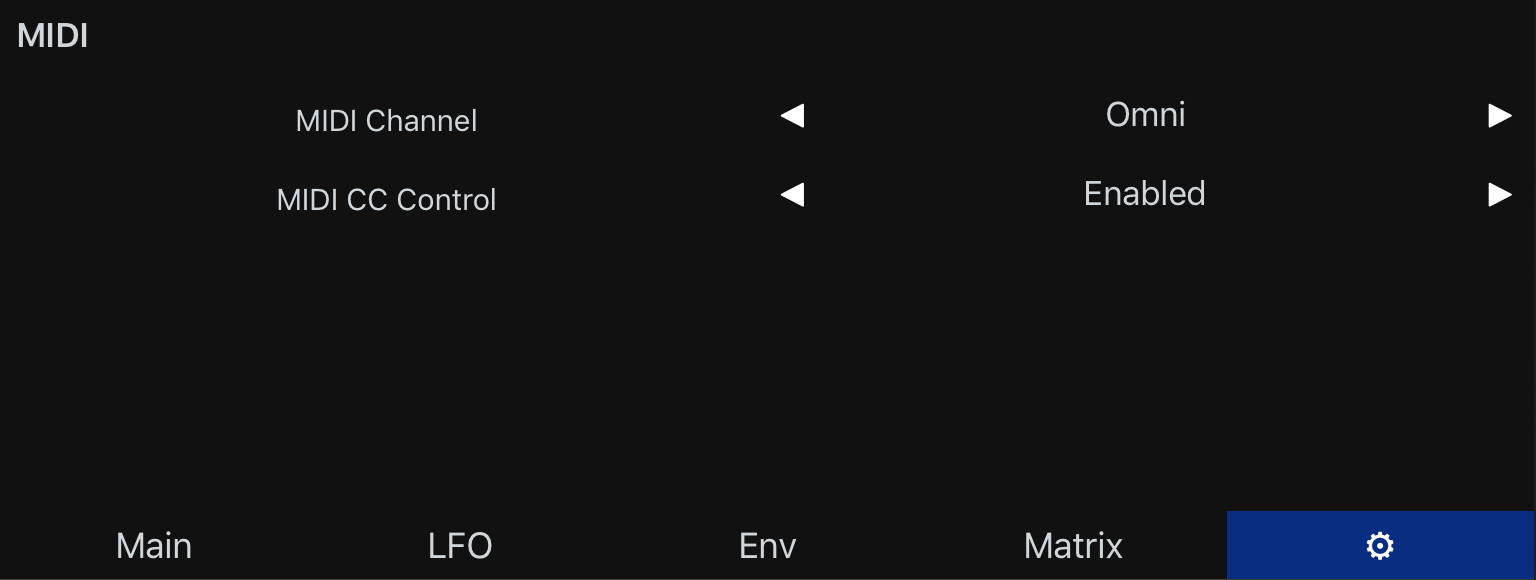Spectrum Synthesizer settings page